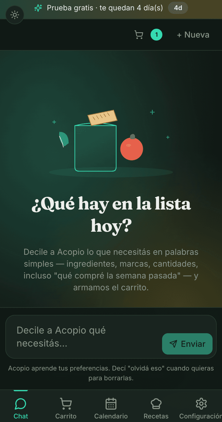 Acopio app móvil — chat